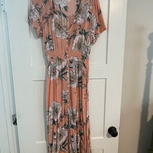 Floral Peach Maxi Dress